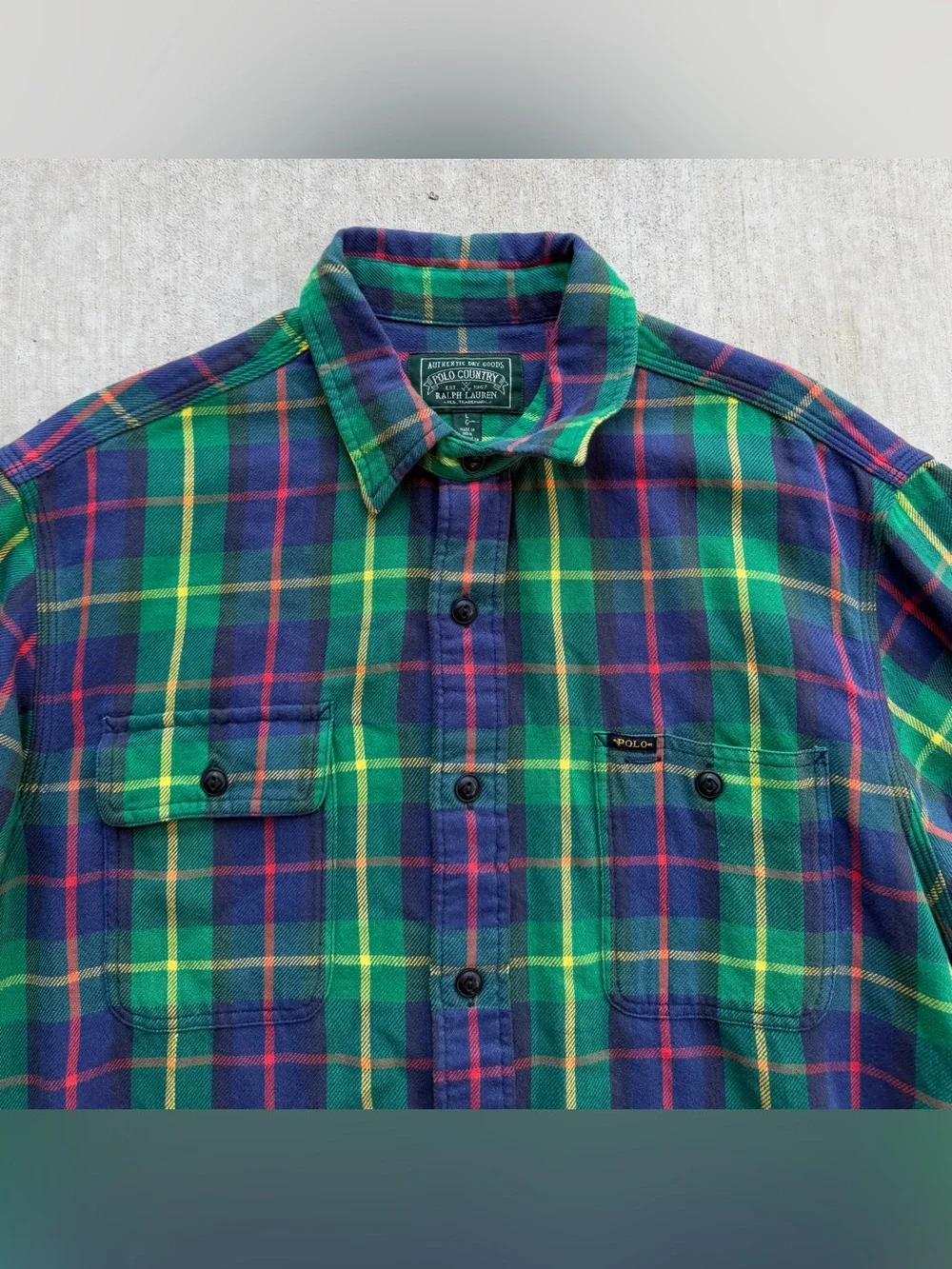 Ralph Lauren Polo Country Flannel Work Shirt Men Size Large Plaid